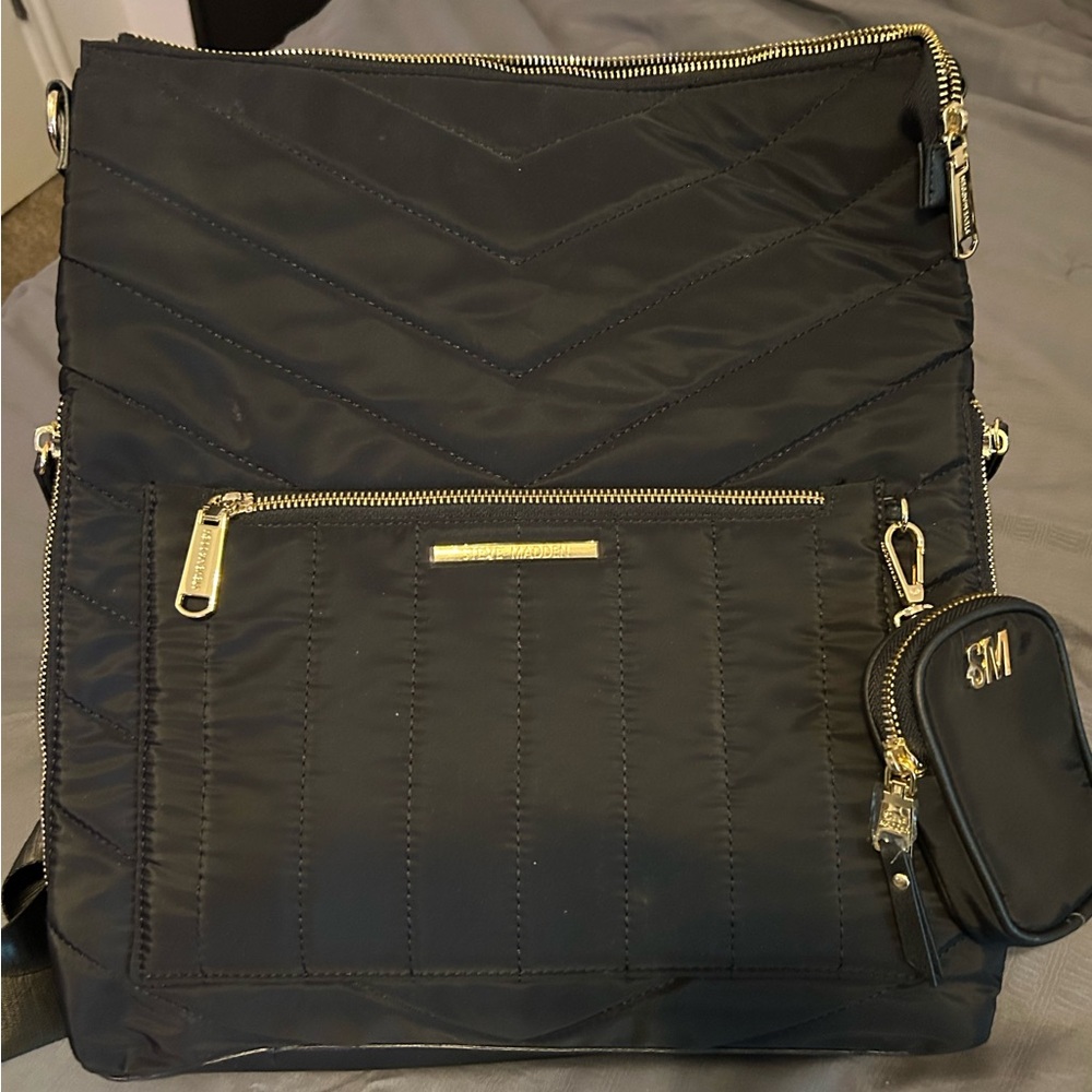 Black Quilted Backpack Purse